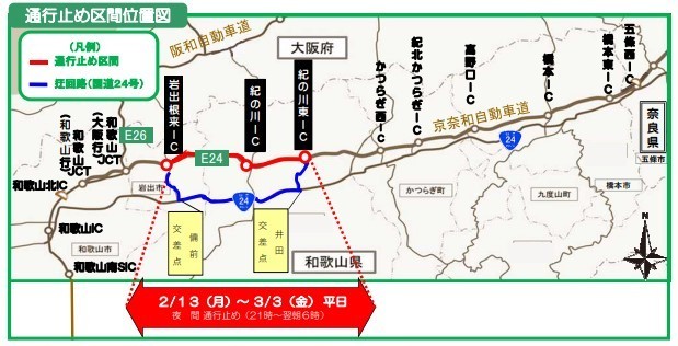 通行止め区間位置図