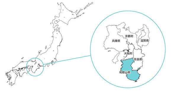 全国における和歌山県の位置図
